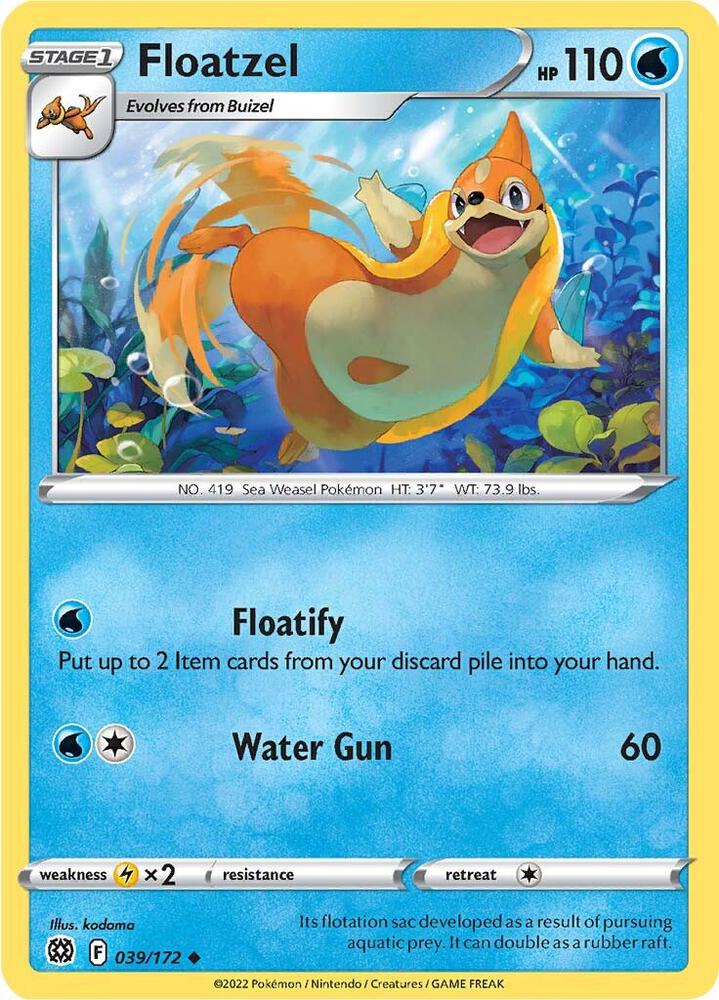 Floatzel 039/172 Reverse Holofoil — Brilliant Stars Pokémon card