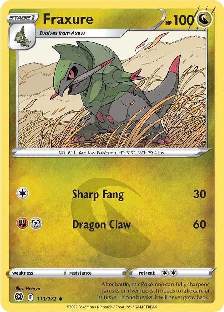 Fraxure 111/172 Reverse Holofoil — Brilliant Stars Pokémon card