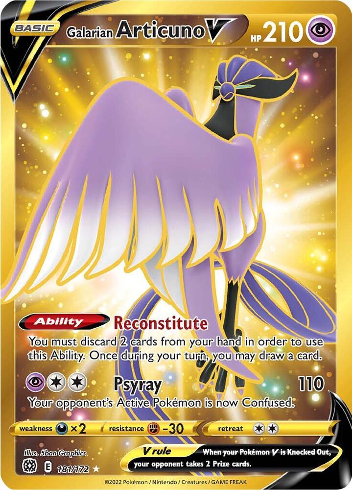 Galarian Articuno V 181/172 Holofoil — Brilliant Stars Pokémon card
