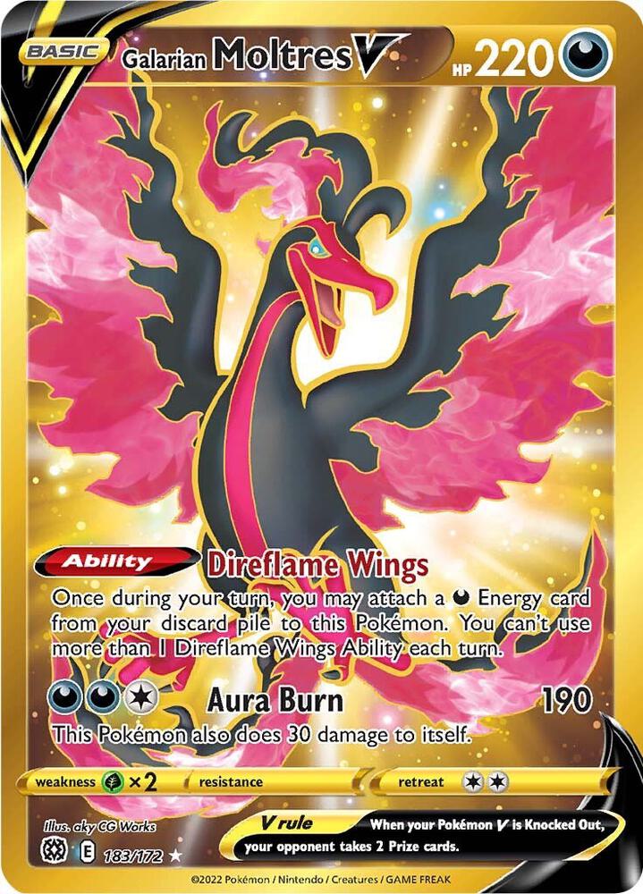 Galarian Moltres V 183/172 Holofoil — Brilliant Stars Pokémon card