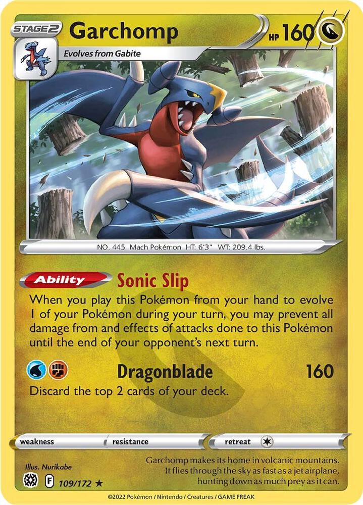 Garchomp 109/172 Reverse Holofoil — Brilliant Stars Pokémon card