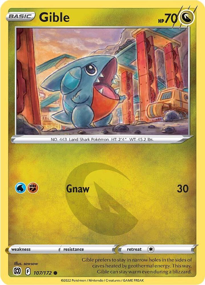 Pokemon - Brilliant Stars - Gible - 107/172 - Reverse Holofoil