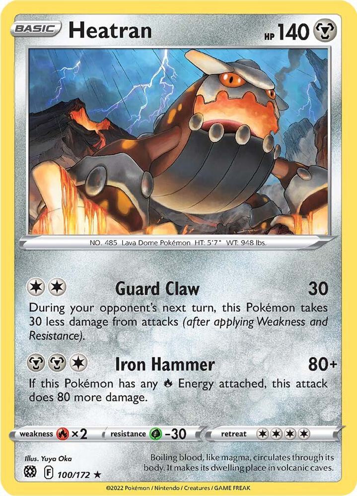 Heatran 100/172 Reverse Holofoil — Brilliant Stars Pokémon card