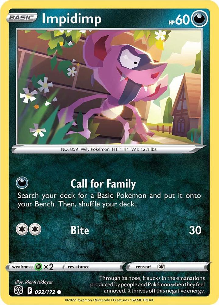 Impidimp 092/172 — Brilliant Stars Pokémon card