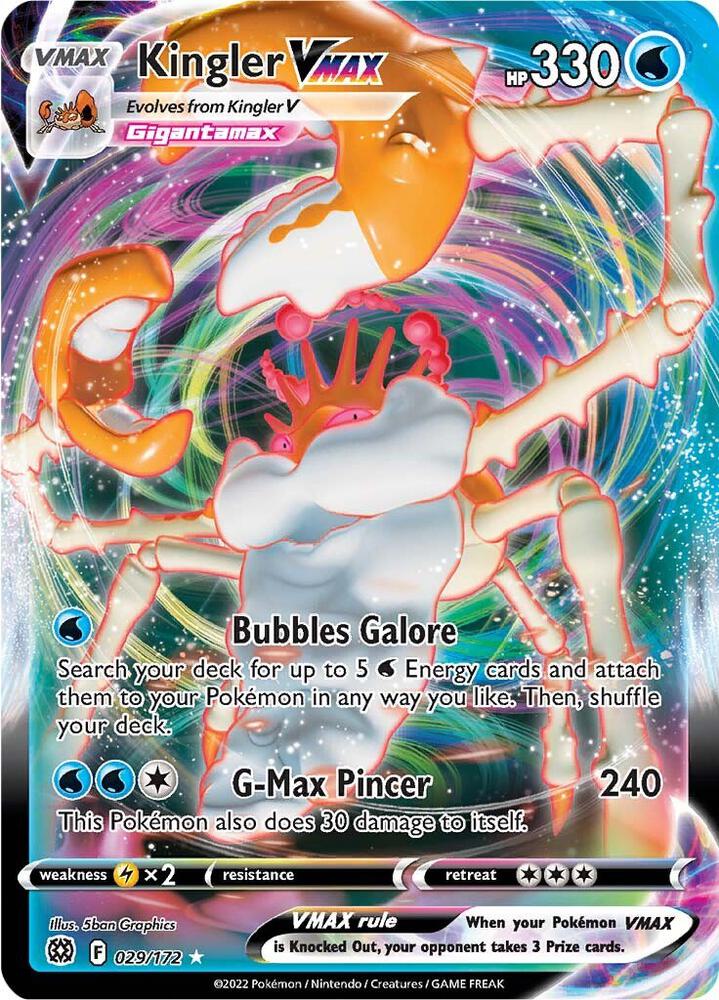 Kingler VMAX 029/172 Holofoil — Brilliant Stars Pokémon card