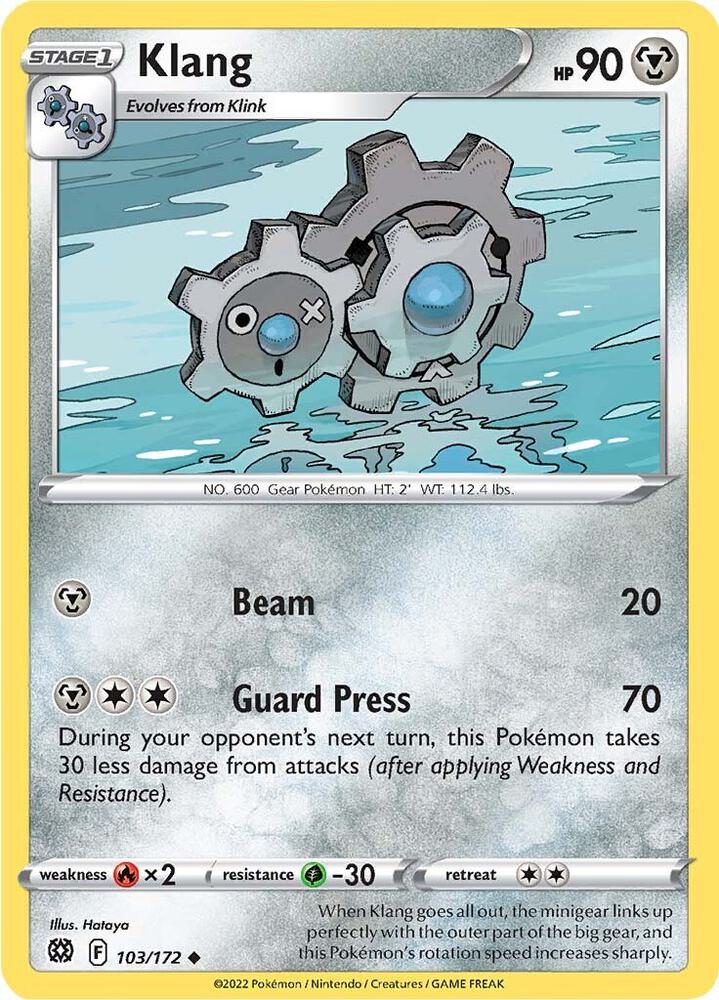 Klang 103/172 Reverse Holofoil — Brilliant Stars Pokémon card
