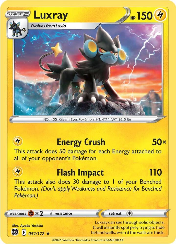 Luxray 051/172 Reverse Holofoil — Brilliant Stars Pokémon card