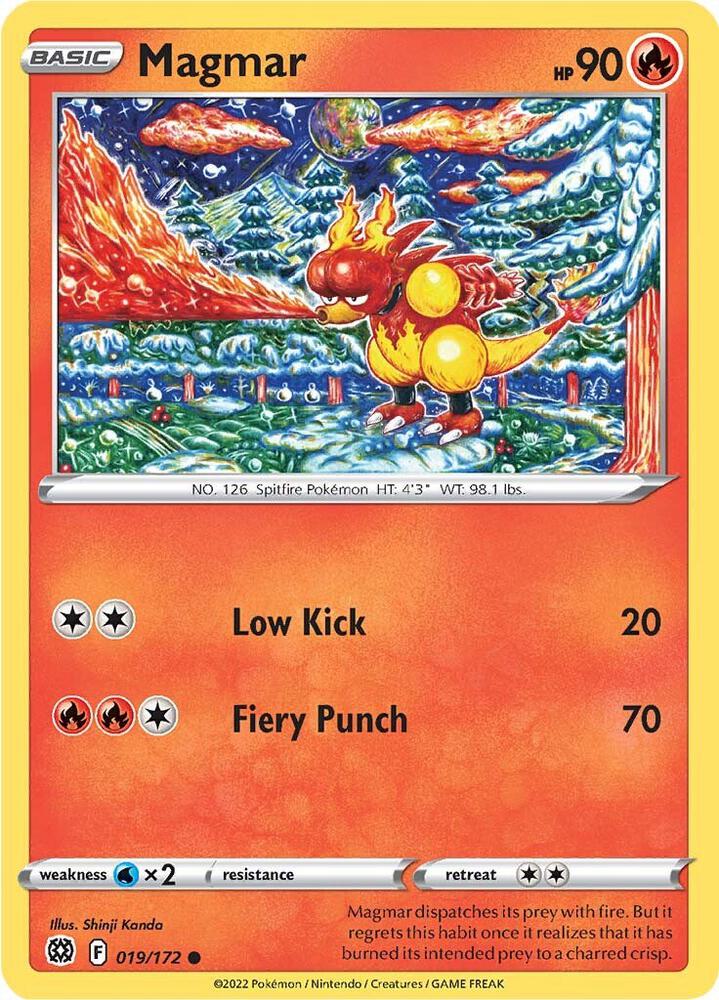 Magmar 019/172 Reverse Holofoil — Brilliant Stars Pokémon card