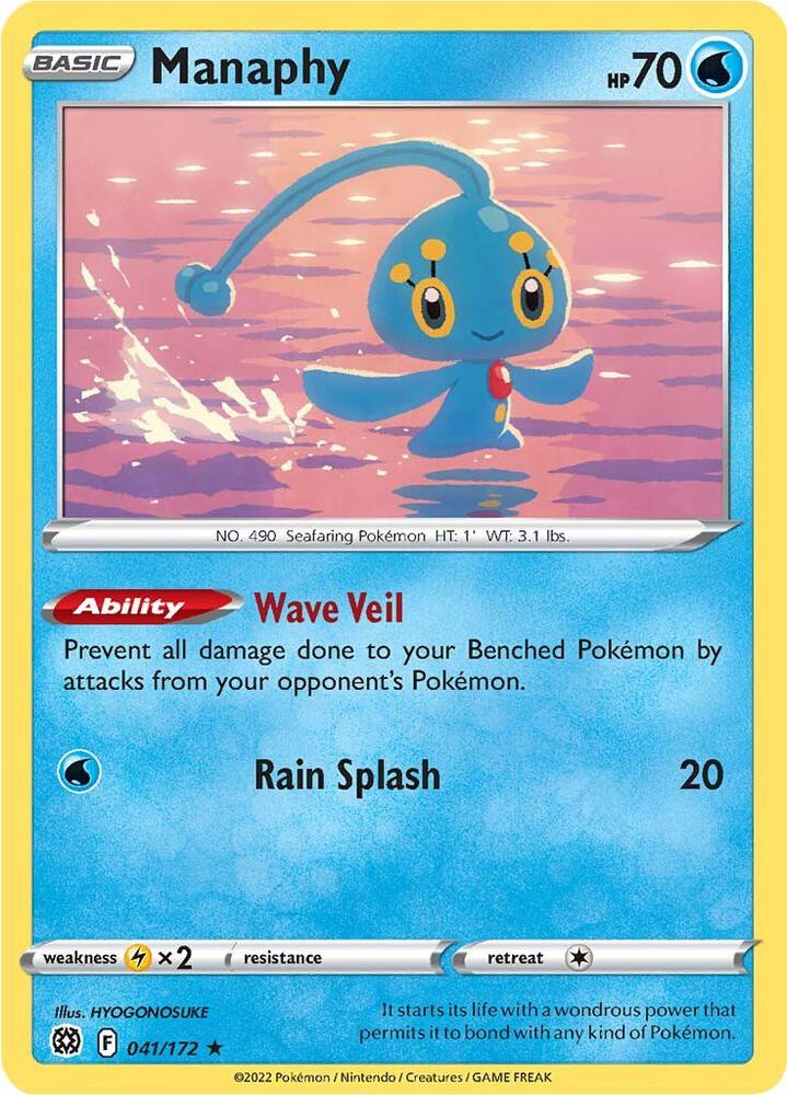 Manaphy 041/172 Reverse Holofoil — Brilliant Stars Pokémon card