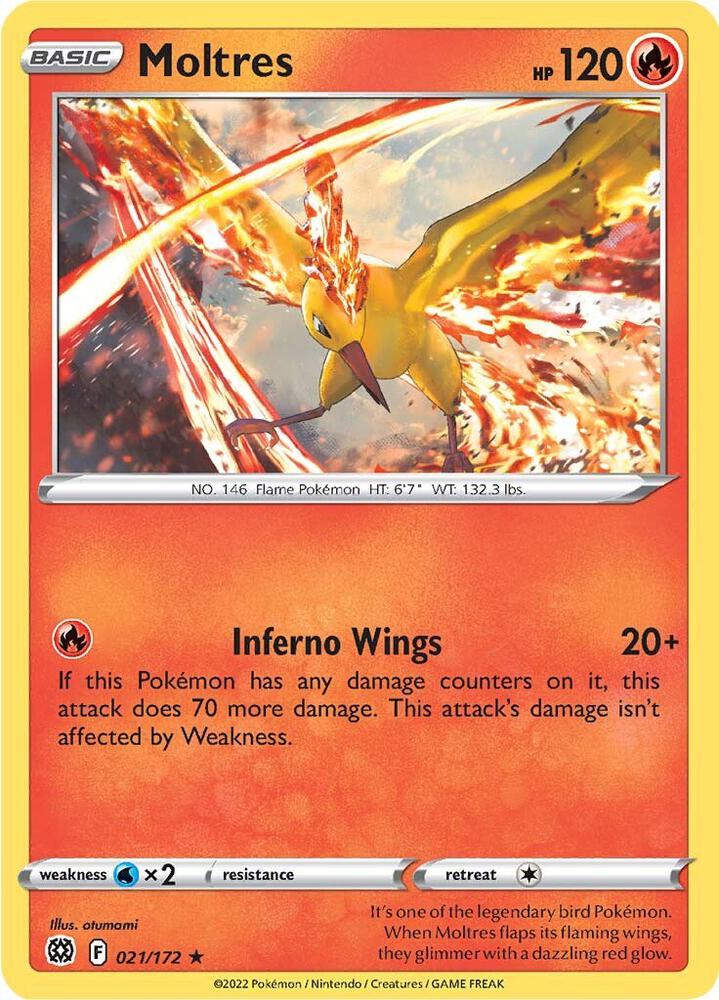 Moltres 021/172 Holofoil — Brilliant Stars Pokémon card