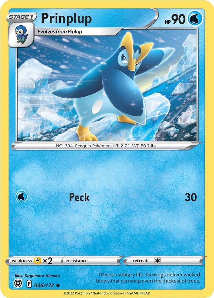 Prinplup 036/172 — Brilliant Stars Pokémon card