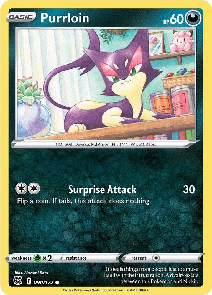 Purrloin 090/172 Reverse Holofoil — Brilliant Stars Pokémon card