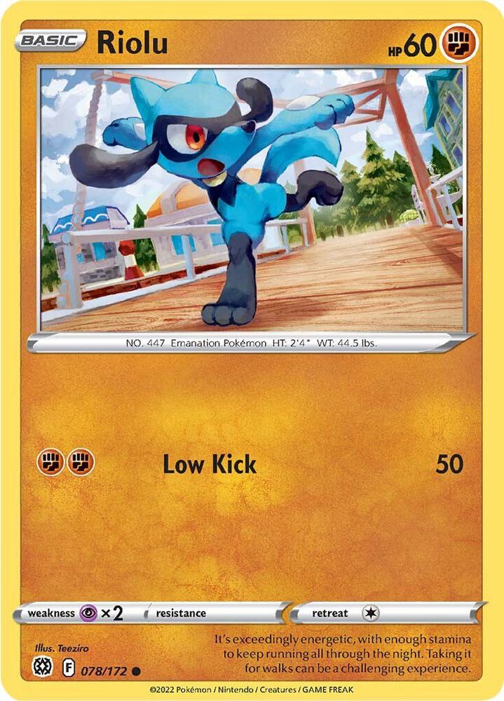Pokemon - Brilliant Stars - Riolu - 078/172 - Reverse Holofoil