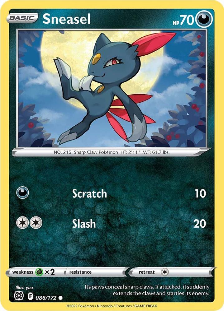 Sneasel 086/172 Reverse Holofoil — Brilliant Stars Pokémon card