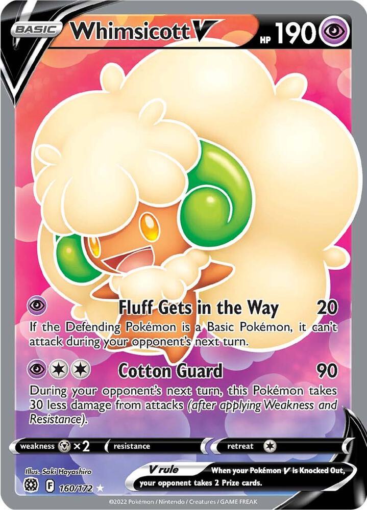 Whimsicott V 160/172 Holofoil — Brilliant Stars Pokémon card