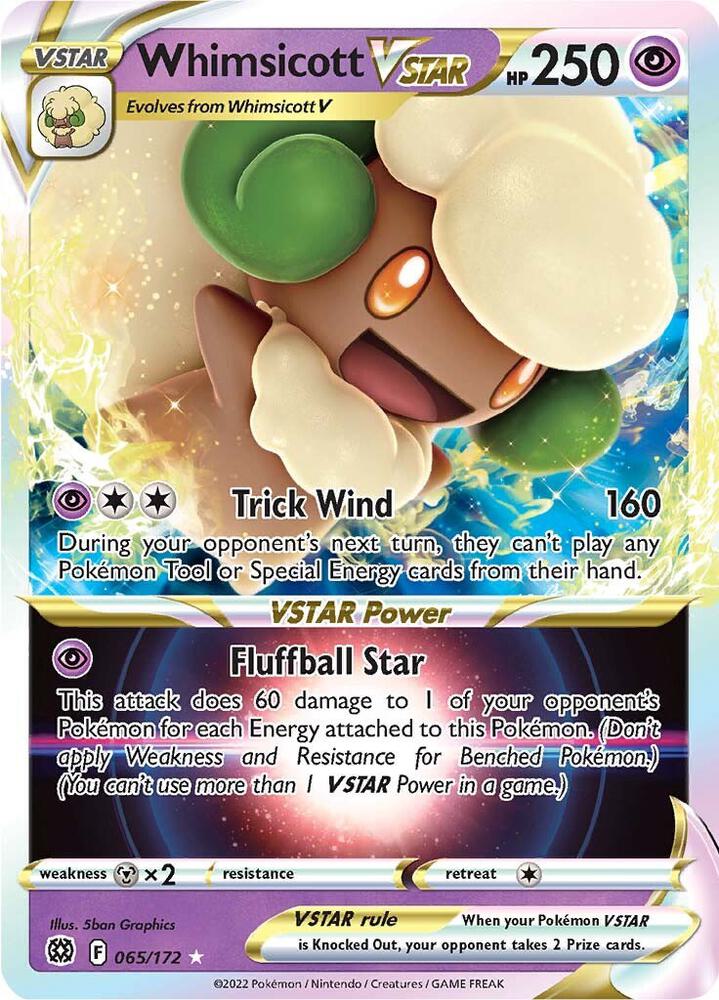 Whimsicott VSTAR 065/172 Holofoil — Brilliant Stars Pokémon card