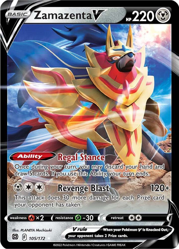 Zamazenta V 105/172 Holofoil — Brilliant Stars Pokémon card