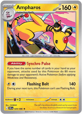 Ampharos 029/086 Holofoil — Chaos Rising Pokémon card