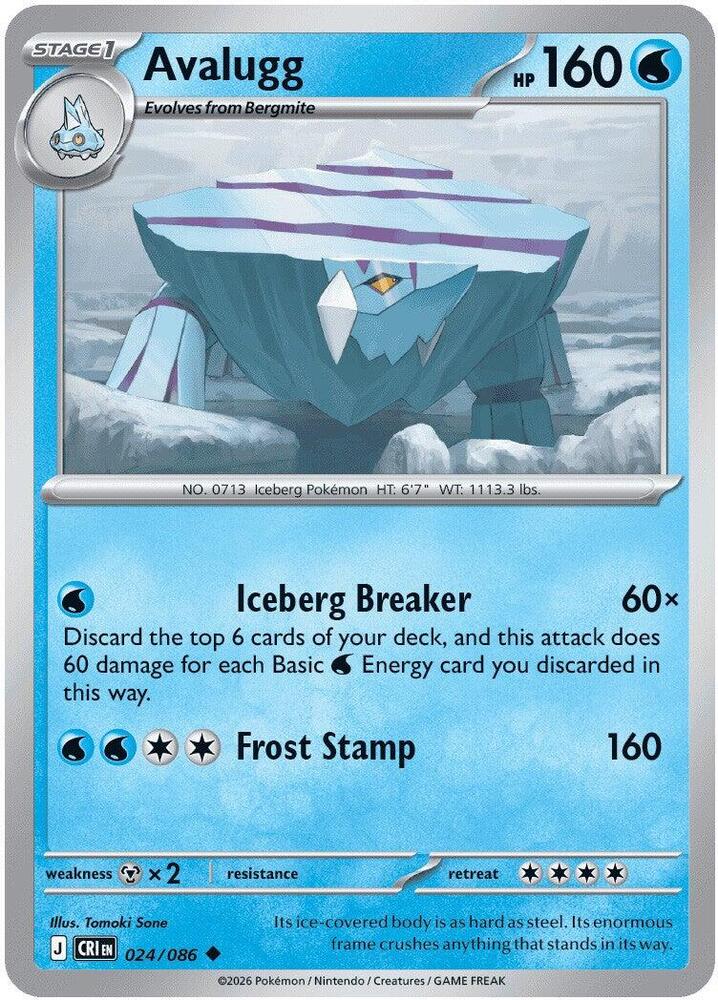 Pokemon - Chaos Rising - Avalugg - 024/086 - Reverse Holofoil