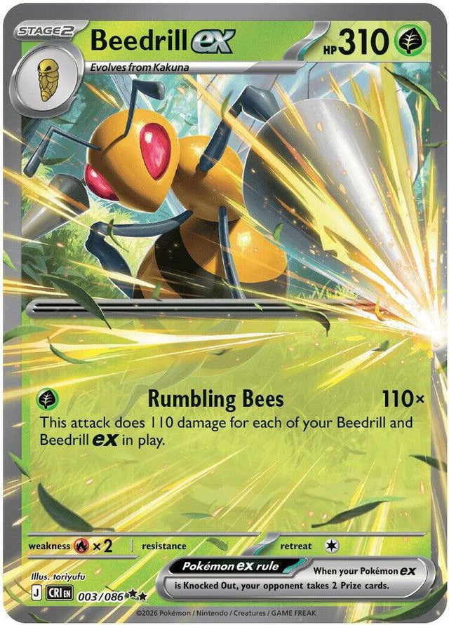 Beedrill ex 003/086 Holofoil — Chaos Rising Pokémon card