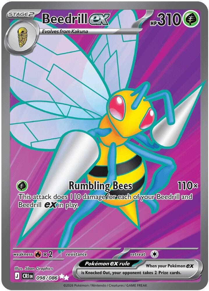 Beedrill ex 098/086 Holofoil — Chaos Rising Pokémon card
