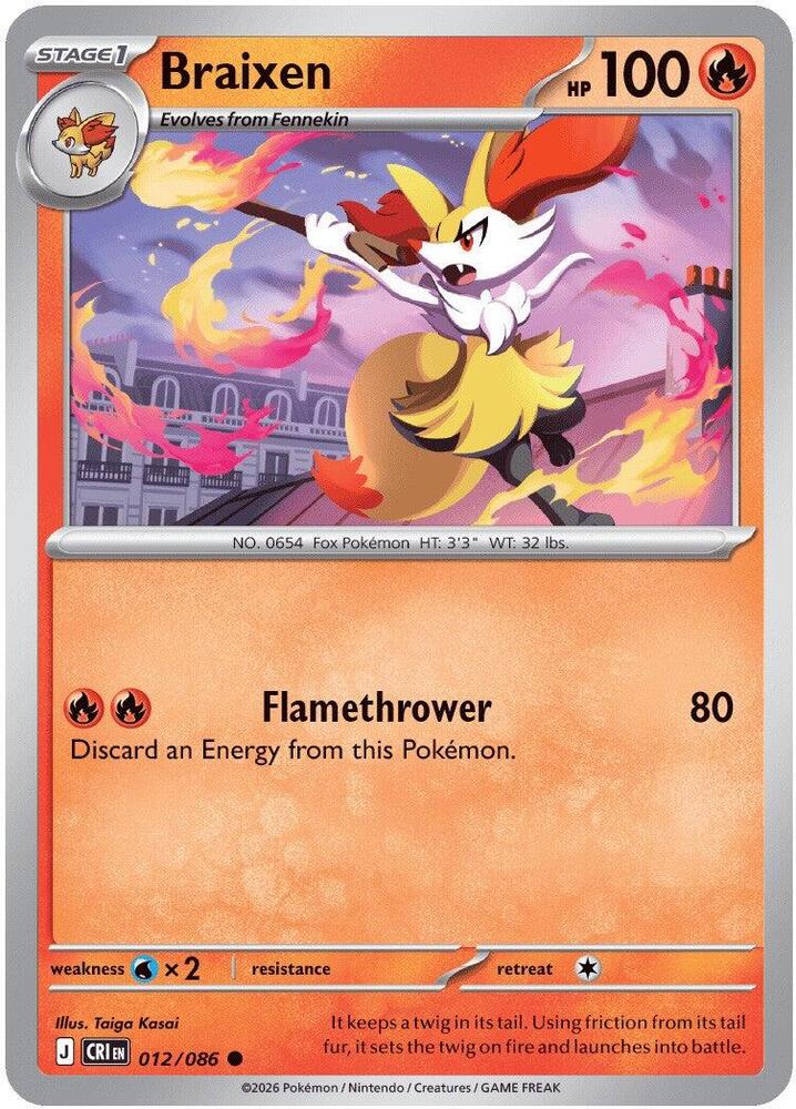 Pokemon - Chaos Rising - Braixen - 012/086 - Normal