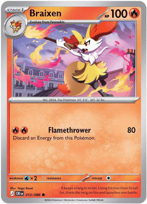 Braixen 012/086 Reverse Holofoil — Chaos Rising Pokémon card
