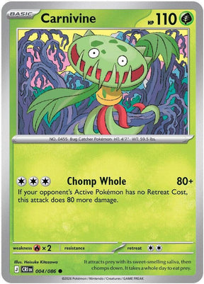 Carnivine 004/086 Reverse Holofoil — Chaos Rising Pokémon card