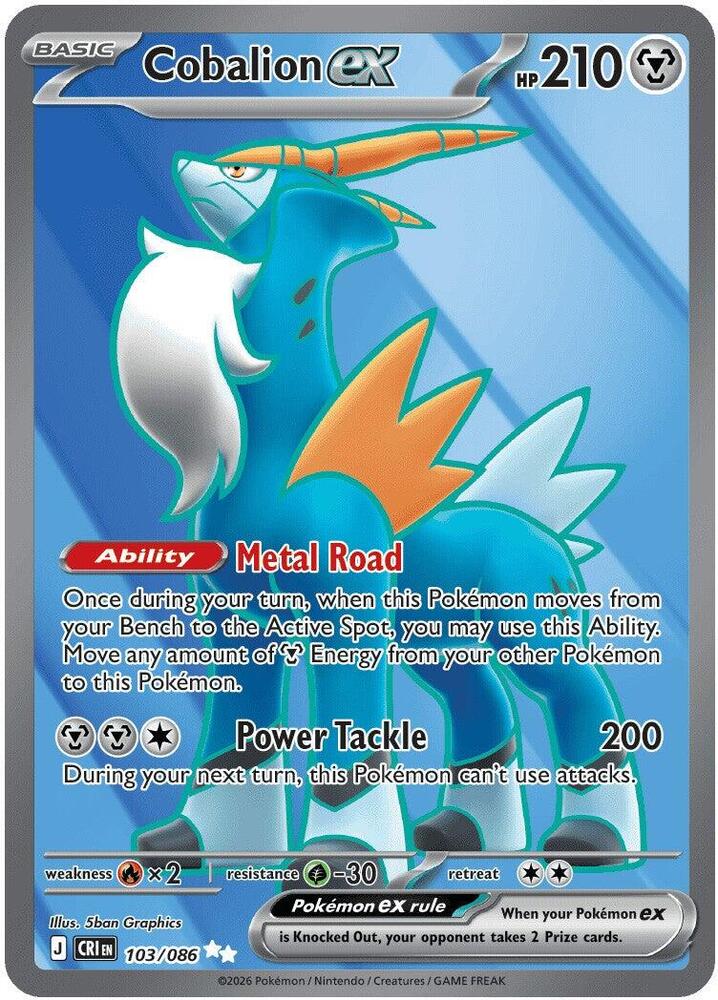 Cobalion ex 103/086 Holofoil — Chaos Rising Pokémon card