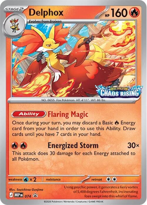 Delphox 074 Build & Battle Promo — Chaos Rising Pokémon card