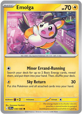 Emolga 030/086 Reverse Holofoil — Chaos Rising Pokémon card