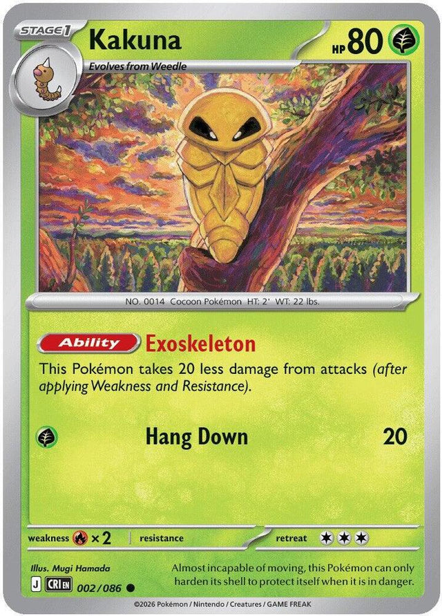 Kakuna 002/086 Reverse Holofoil — Chaos Rising Pokémon card