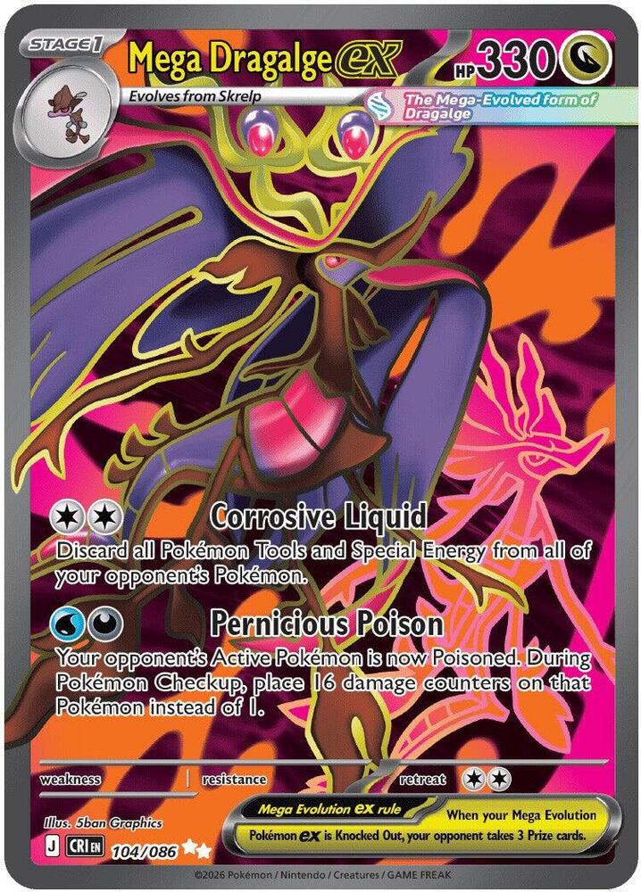 Mega Dragalge ex 104/086 Holofoil — Chaos Rising Pokémon card