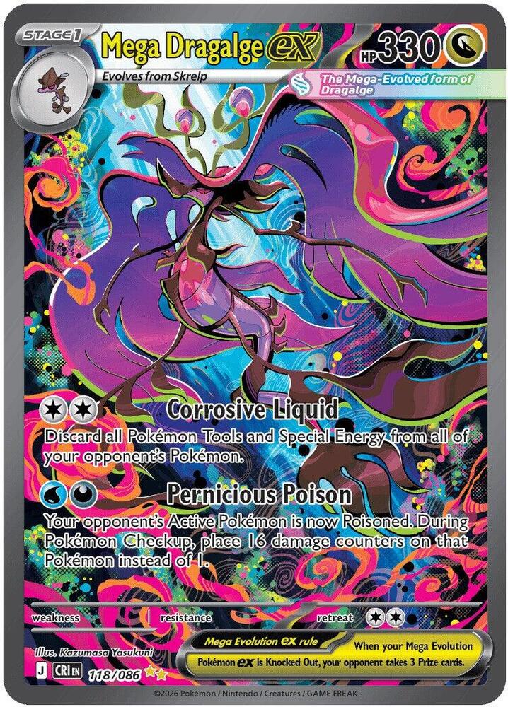 Mega Dragalge ex 118/086 Holofoil — Chaos Rising Pokémon card