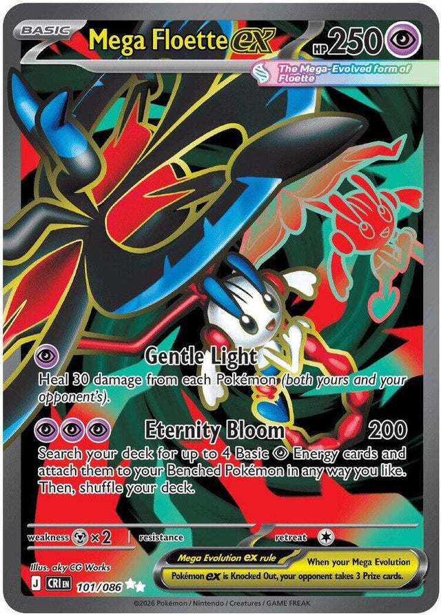 Mega Floette ex 101/086 Holofoil — Chaos Rising Pokémon card