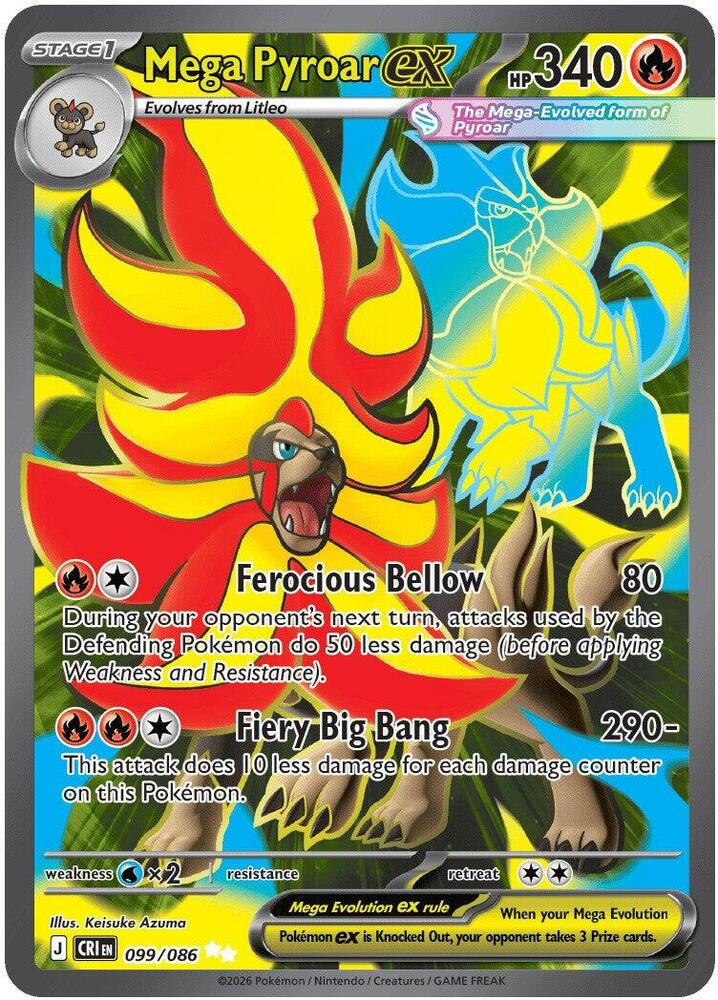 Mega Pyroar ex 099/086 Holofoil — Chaos Rising Pokémon card