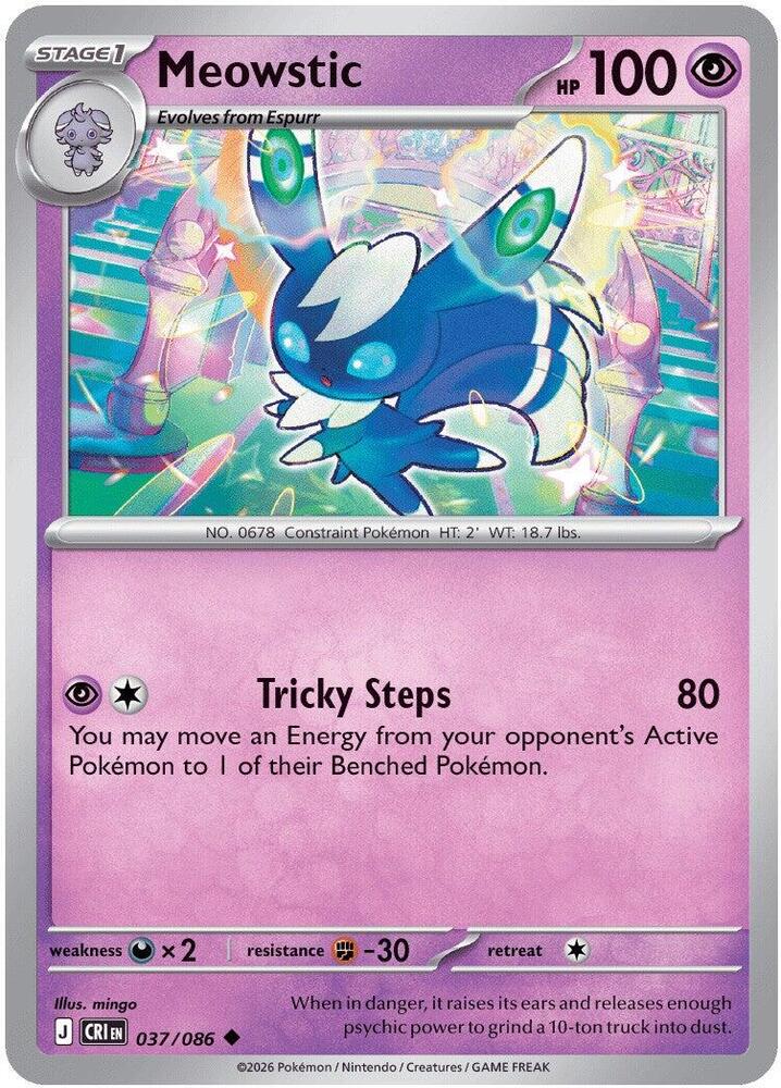 Meowstic 037/086 Reverse Holofoil — Chaos Rising Pokémon card