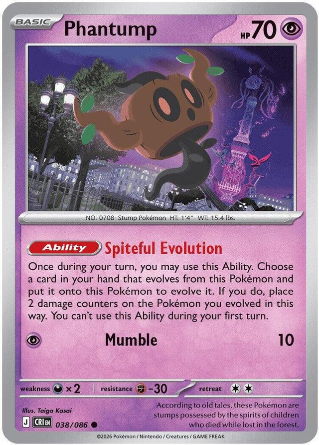 Phantump 038/086 Reverse Holofoil — Chaos Rising Pokémon card