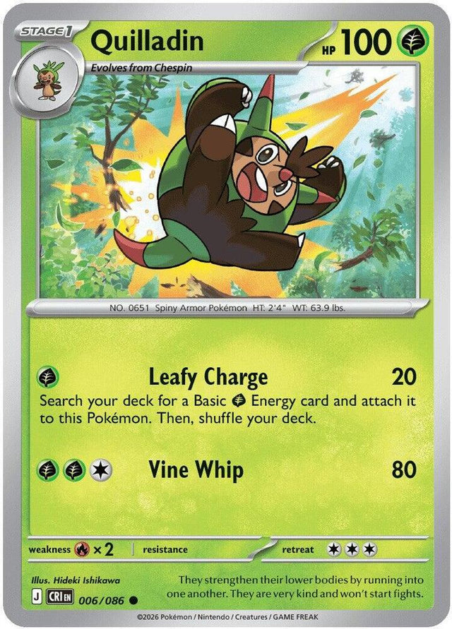 Quilladin 006/086 Reverse Holofoil — Chaos Rising Pokémon card
