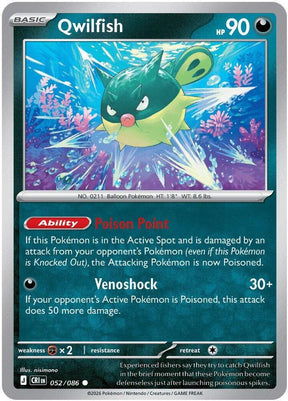 Qwilfish 052/086 Reverse Holofoil — Chaos Rising Pokémon card