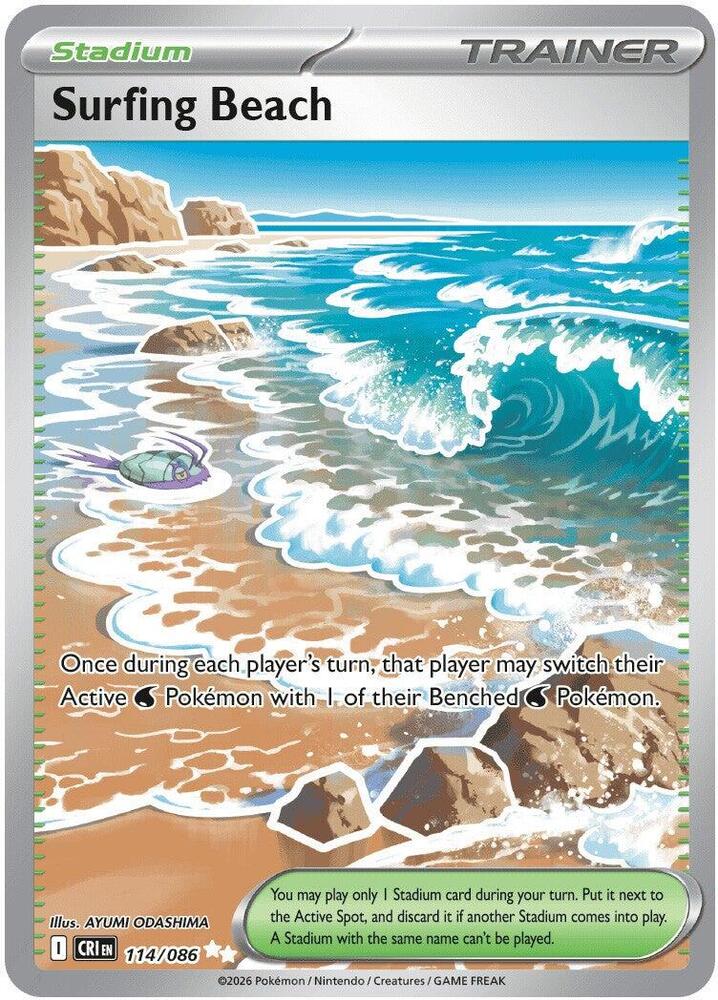 Surfing Beach 114/086 Holofoil — Chaos Rising Pokémon card