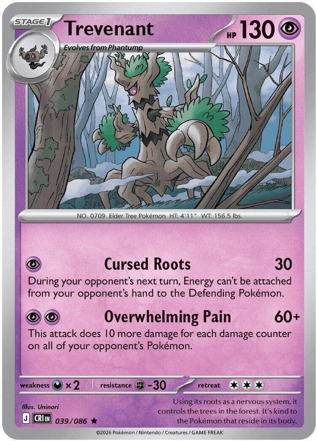 Trevenant 039/086 Holofoil — Chaos Rising Pokémon card