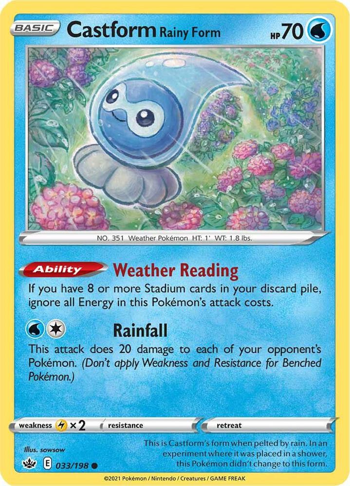 Castform Rainy Form 033/198 Reverse Holofoil — Chilling Reign Pokémon card