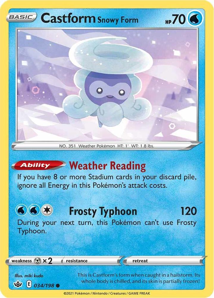 Pokemon - Chilling Reign - Castform Snowy Form - 034/198 - Reverse Holofoil