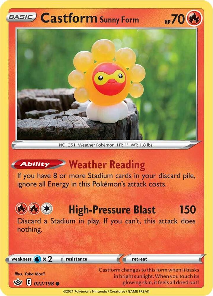 Castform Sunny Form 022/198 Reverse Holofoil — Chilling Reign Pokémon card