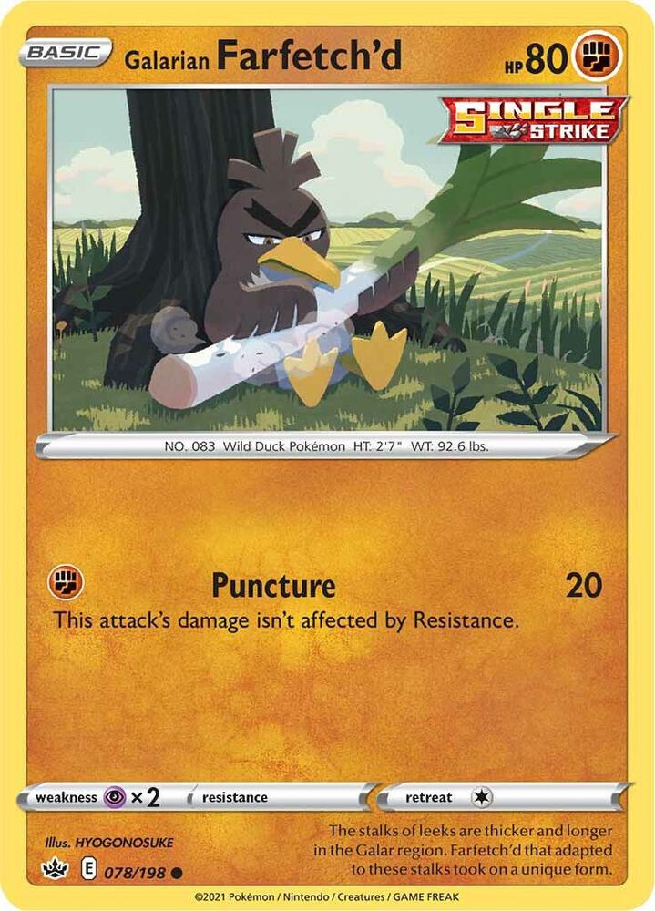Galarian Farfetch'd 078/198 Reverse Holofoil — Chilling Reign Pokémon card