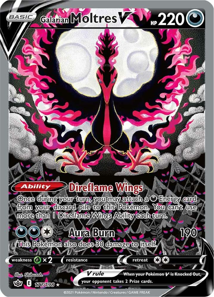 Galarian Moltres V 177/198 Holofoil — Chilling Reign Pokémon card