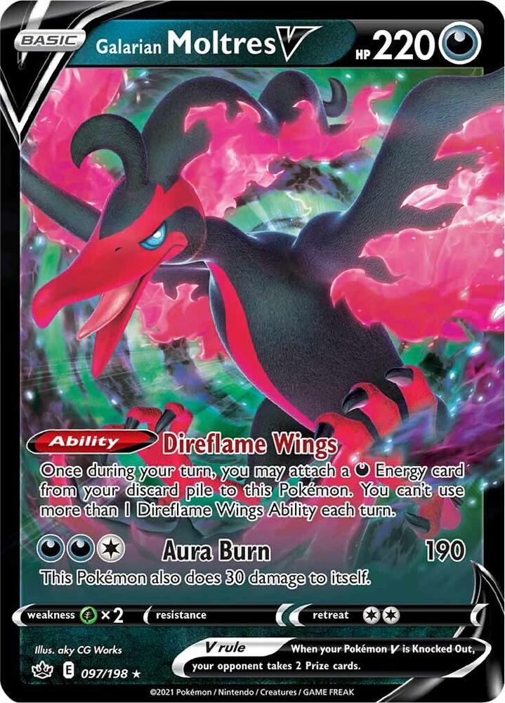 Galarian Moltres V 097/198 Holofoil — Chilling Reign Pokémon card