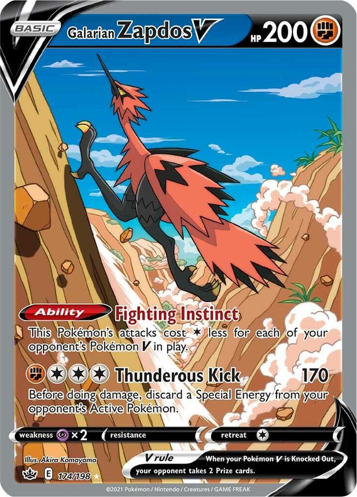 Galarian Zapdos V 174/198 Holofoil — Chilling Reign Pokémon card