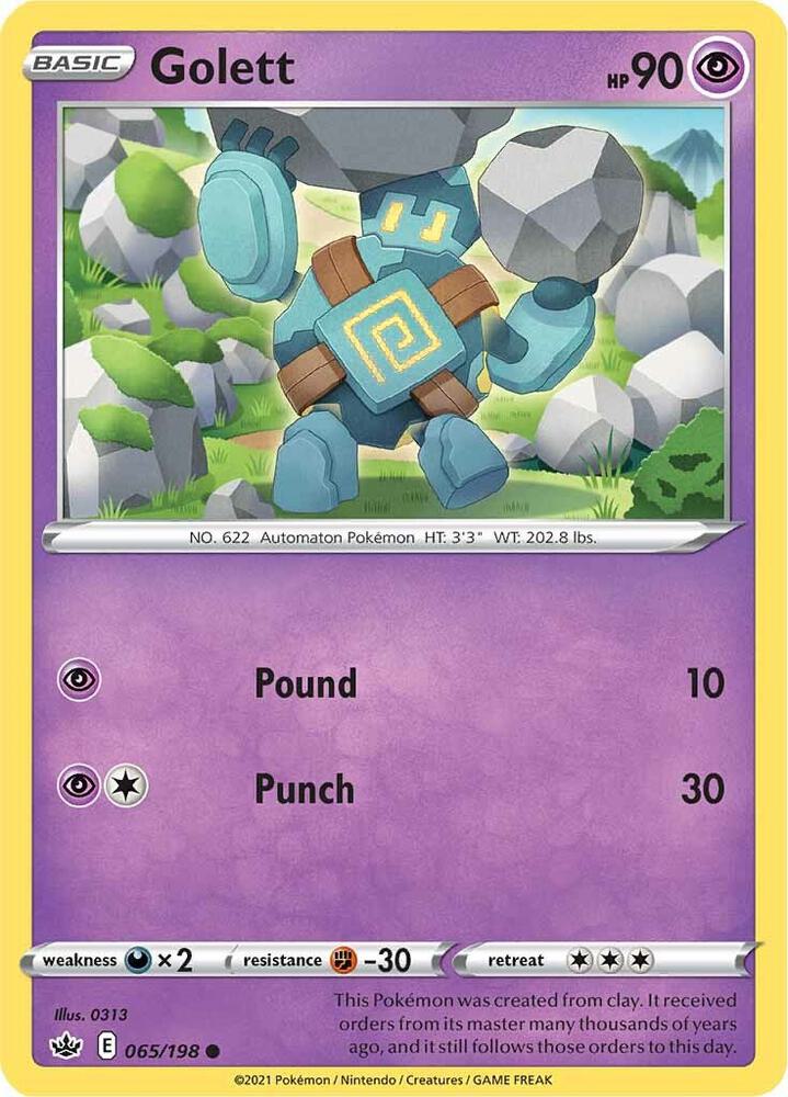Golett 065/198 Reverse Holofoil — Chilling Reign Pokémon card